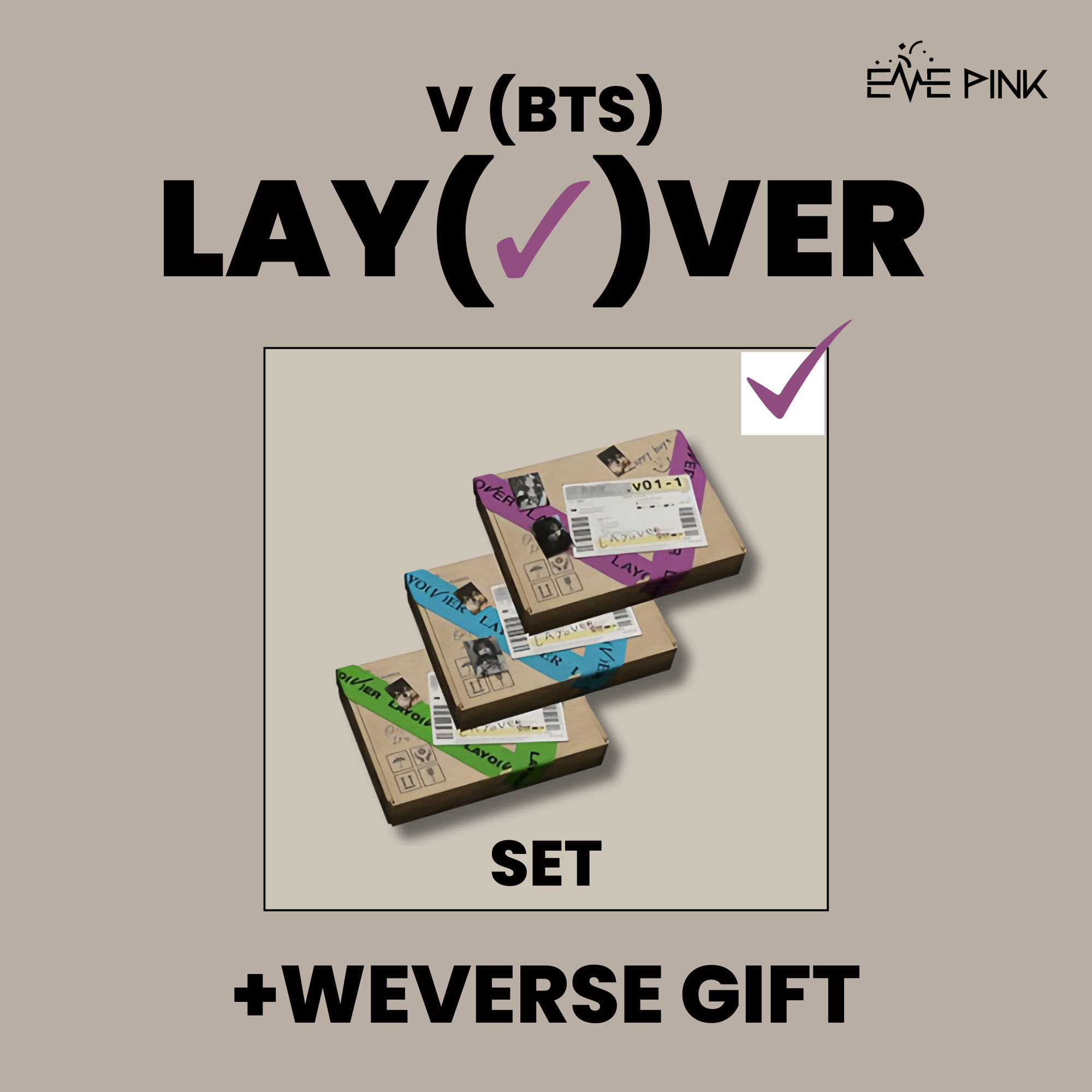 BTS Charts & Translations on X: V's solo album “Layover” will have 3 CD  versions and one Weverse version!  / X