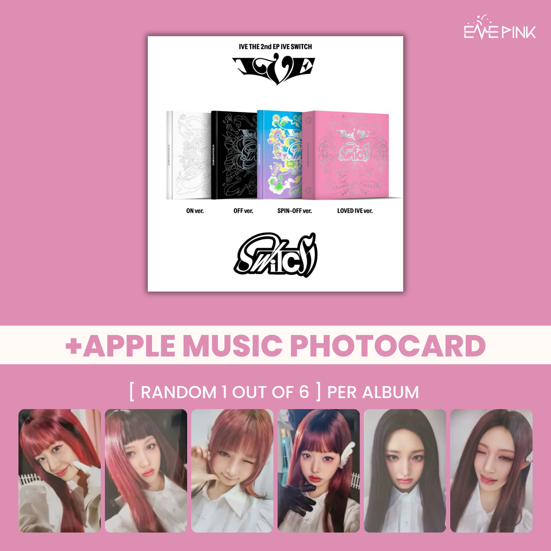 IVE アルバム SWITCH makestar ラキドロ 2枚　レイ IVE 2nd EP SWITCH Official Photocard Makestar Fan sign