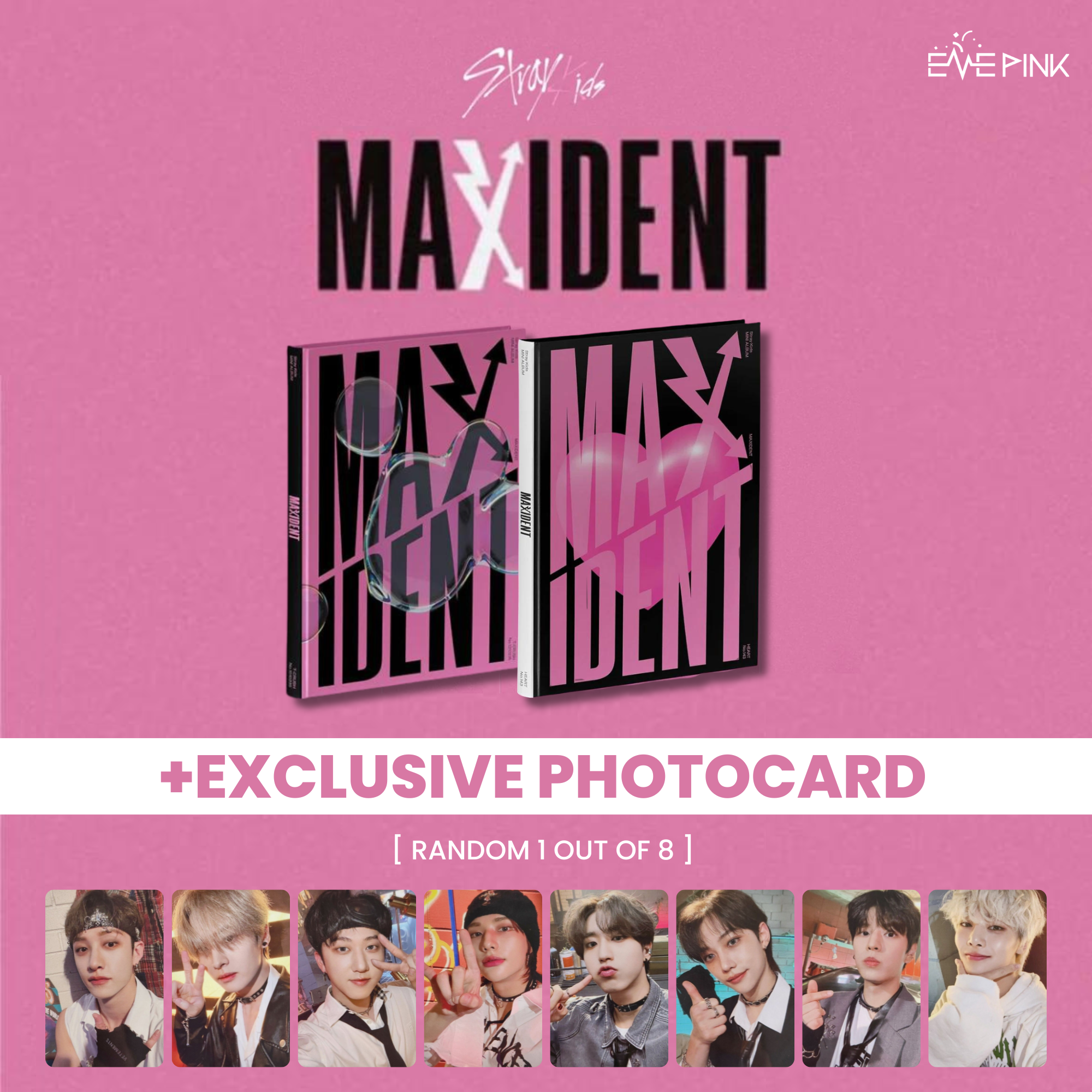 STRAY KIDS (스트레이키즈) - OFFICIAL LIGHT STICK VER.2 (+2 PHOTOCARDS) – EVE PINK  K-POP