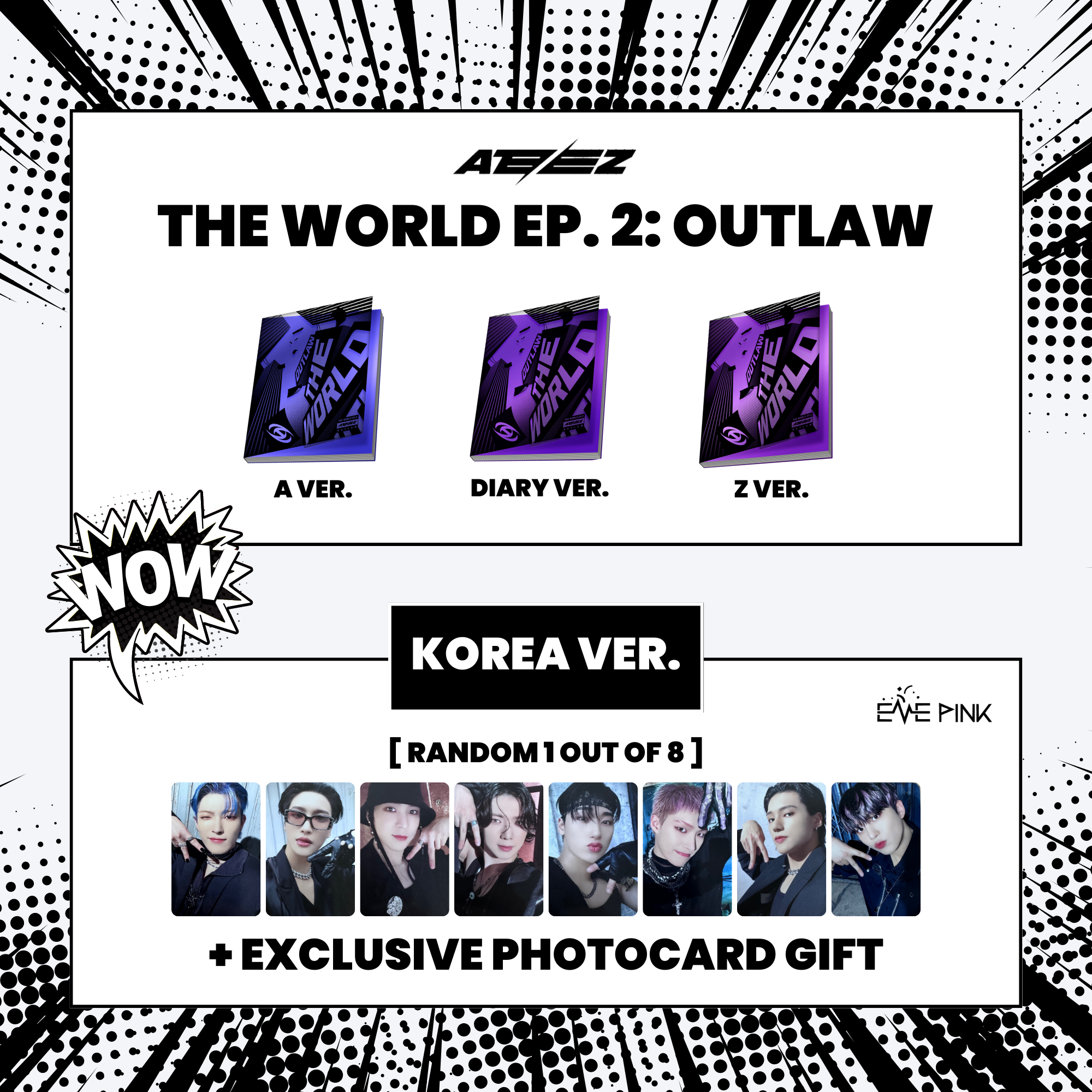 KOREA VER.) ATEEZ (에이티즈) ALBUM - [THE WORLD EP.2 : OUTLAW] (+ EXCLUSI – EVE  PINK K-POP