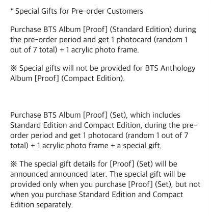 BTS (방탄소년단) ALBUM - [PROOF] (Standard + Compact SET) (+ WEVERSE GIFT)